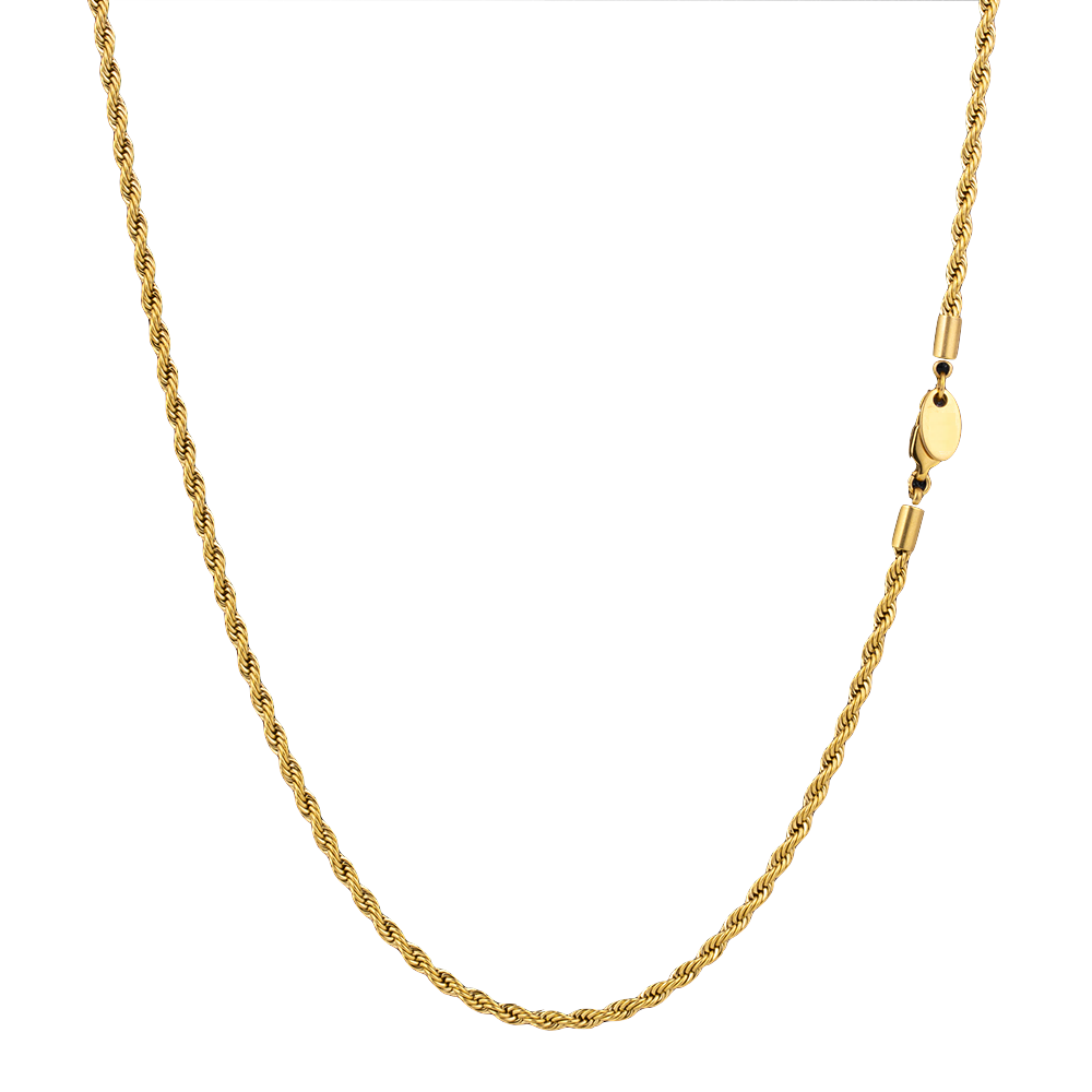 3mm Rope Micro Chain Necklace in 18K Gold