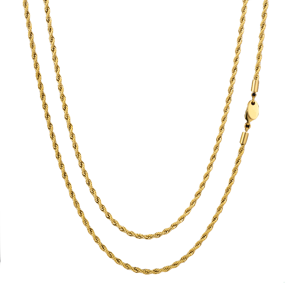 3mm Rope Micro Chain Necklace in 18K Gold