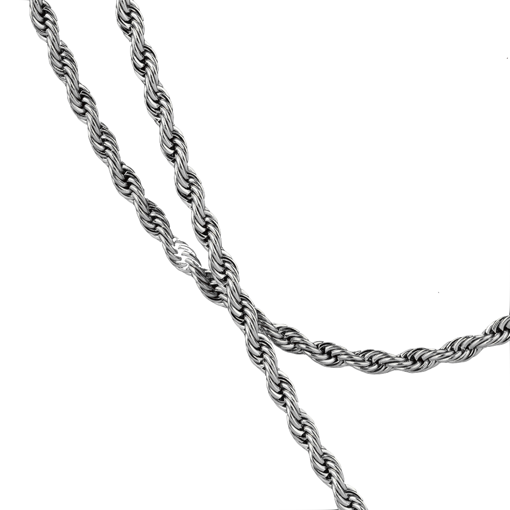 3mm Rope Micro Chain Necklace in White Gold