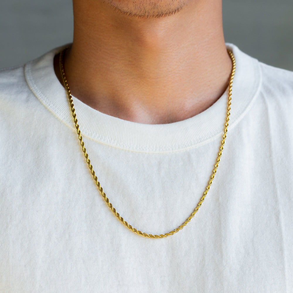 3mm Rope Micro Chain Necklace in 18K Gold