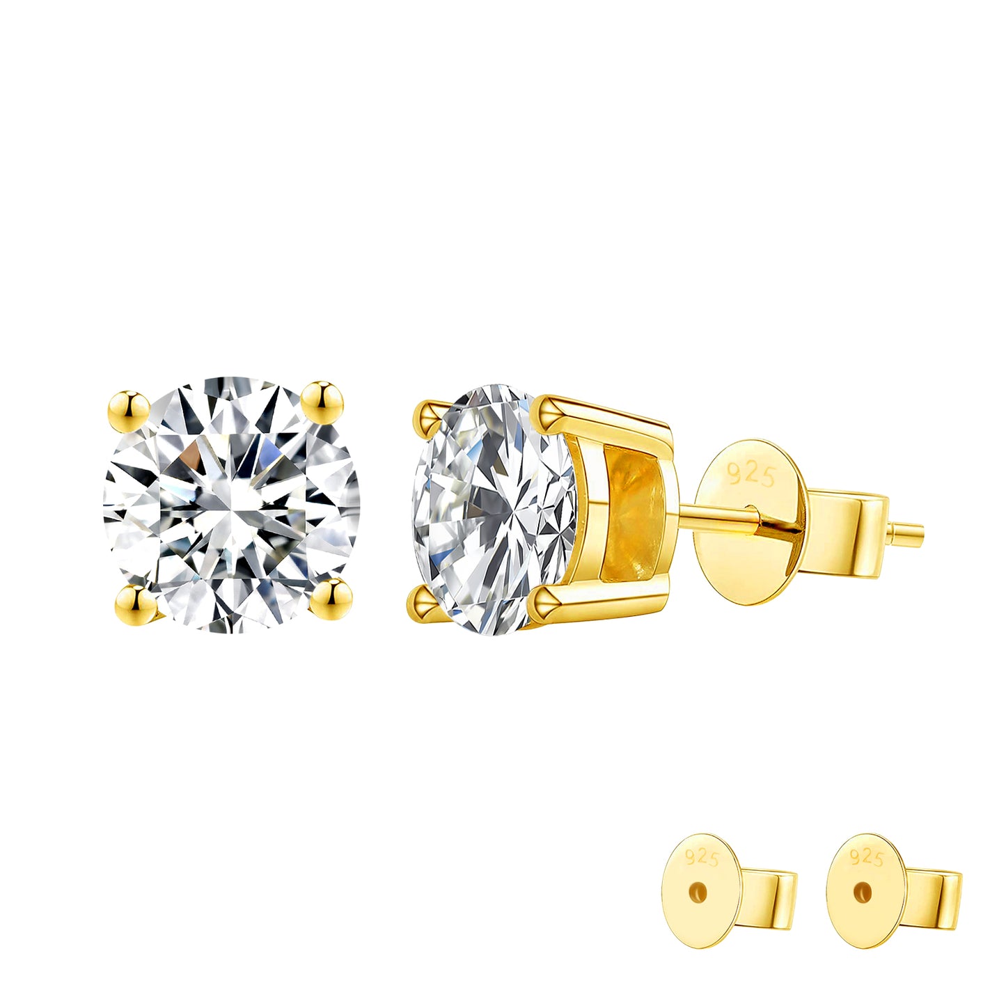 5.5mm Moissanite Single Stud Earrings in 14K Gold