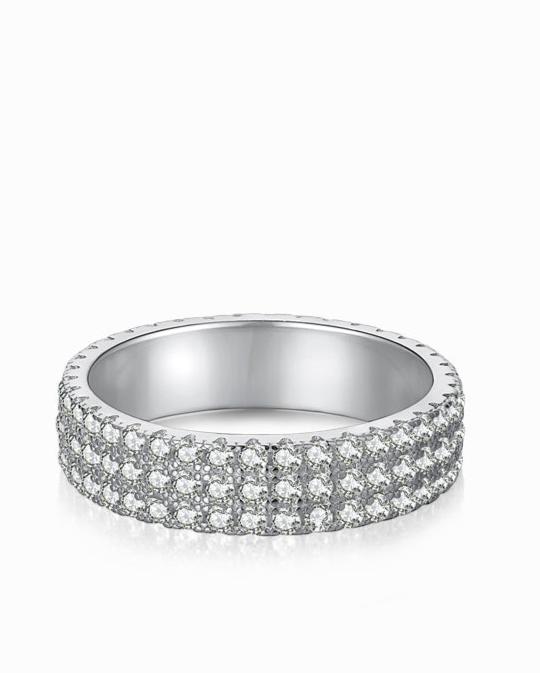 Kimberly Three Row CZ Eternity Band in Sterling Silver