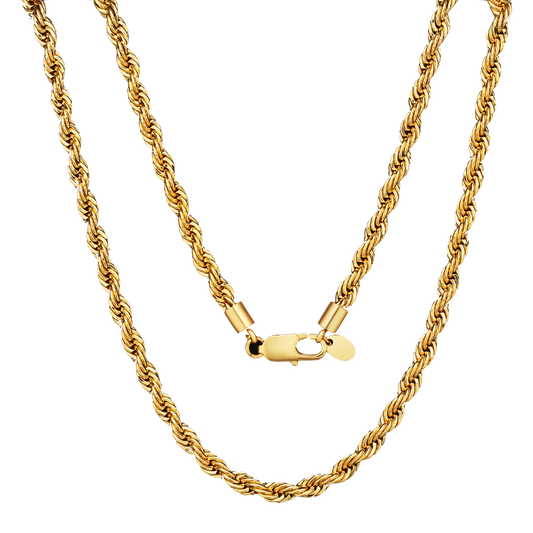 6mm Rope Chain Necklace in 18K Gold