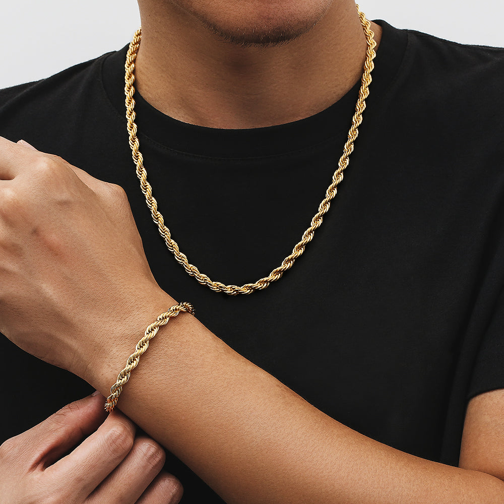 6mm Rope Bracelet in 18K Gold