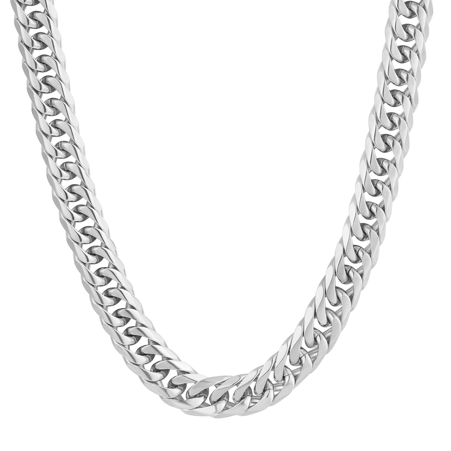 8mm Miami Cuban Link Chain Necklace in Silver