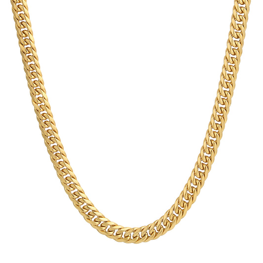 8mm Miami Cuban Link Chain Necklace in 18K Gold