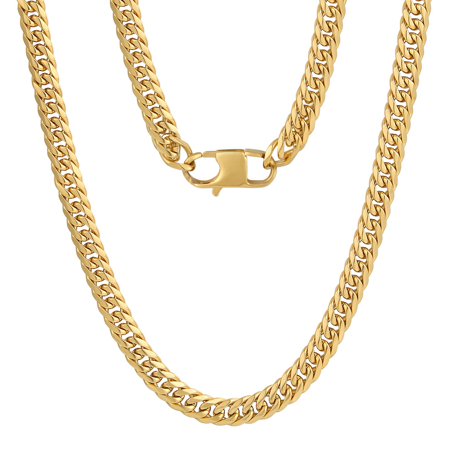 8mm Miami Cuban Link Chain Necklace in 18K Gold