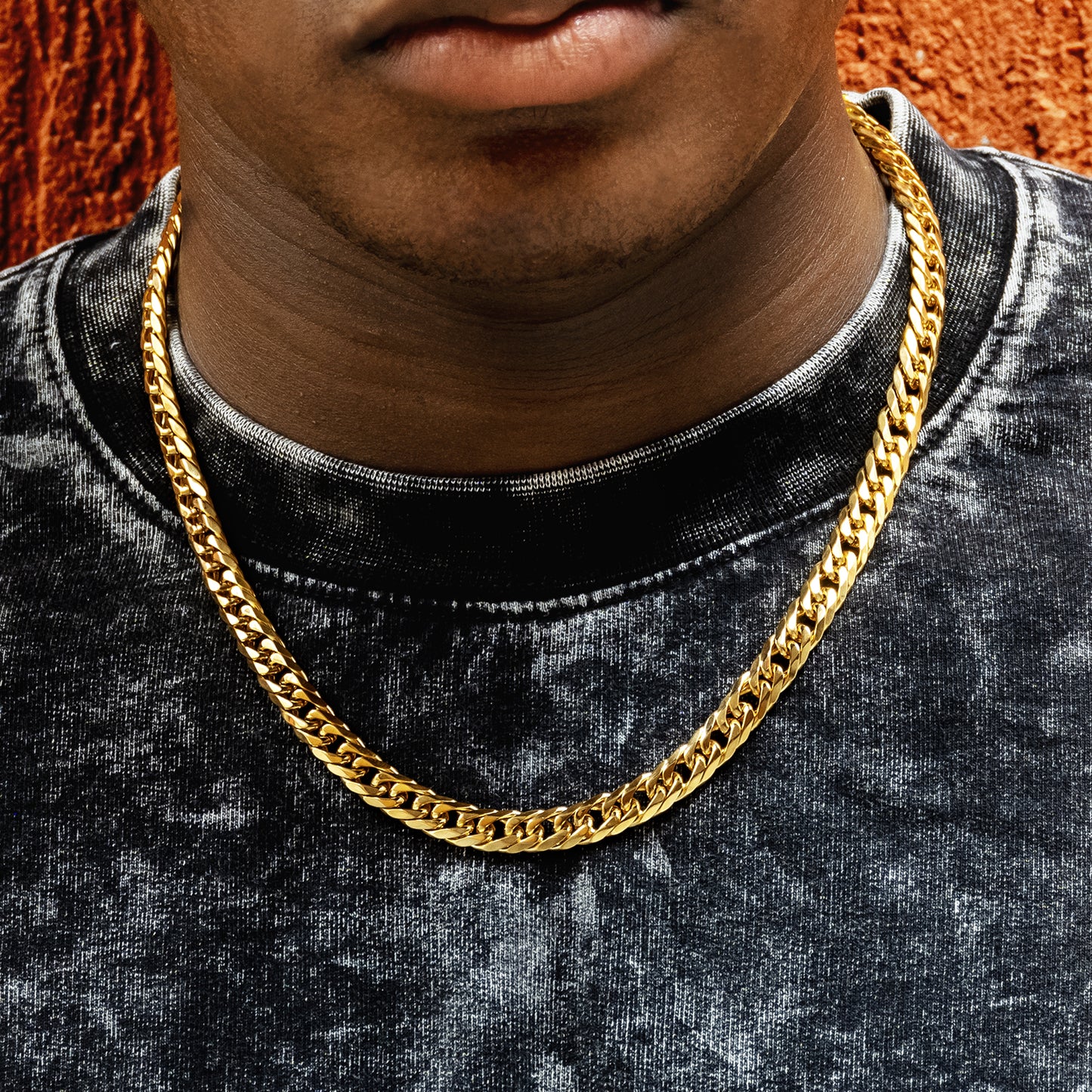 8mm Miami Cuban Link Chain Necklace in 18K Gold