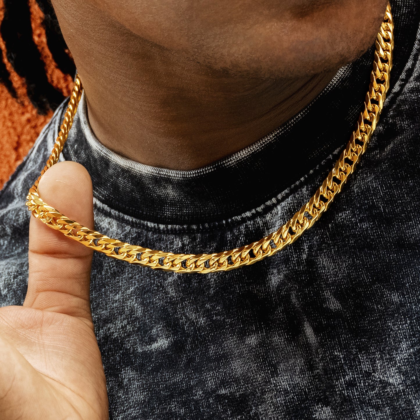 8mm Miami Cuban Link Chain Necklace in 18K Gold