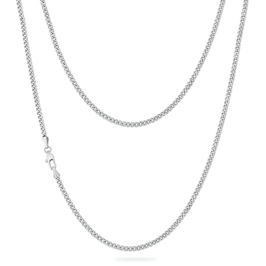 3mm Miami Micro Cuban Chain Necklace in White Gold