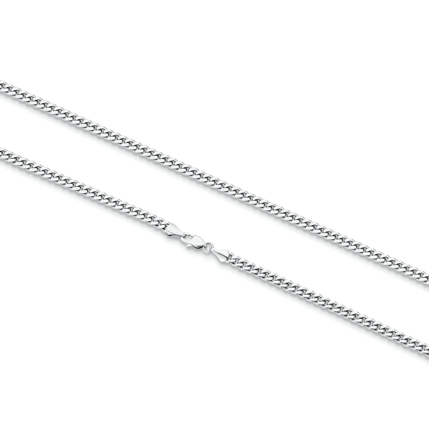 3mm Miami Micro Cuban Chain Necklace in White Gold