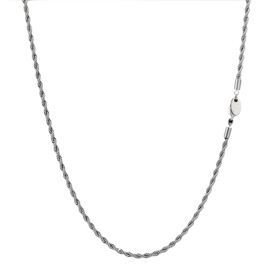 3mm Rope Micro Chain Necklace in White Gold