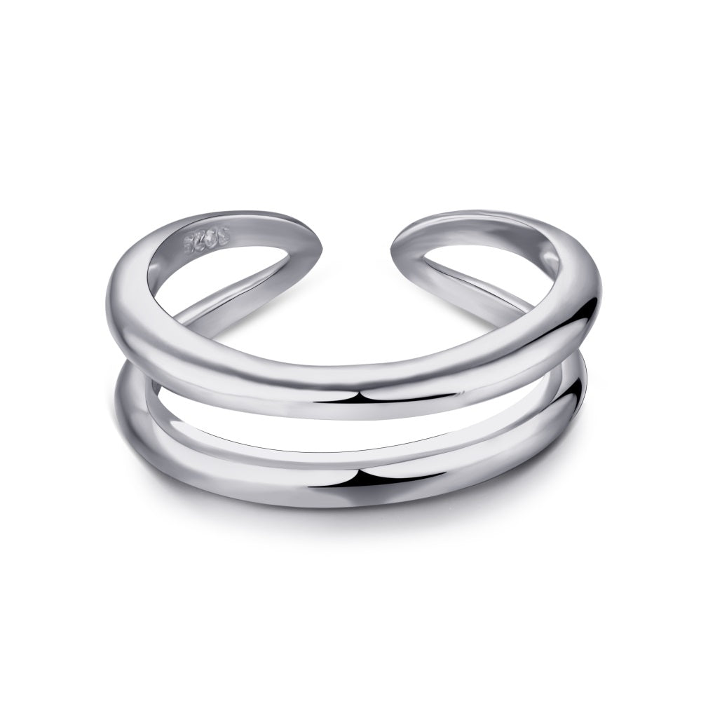 Double Looped Stacking Ring in Silver