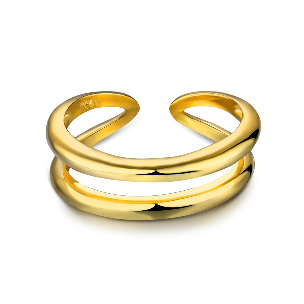 Double Looped Stacking Ring in 18K Gold