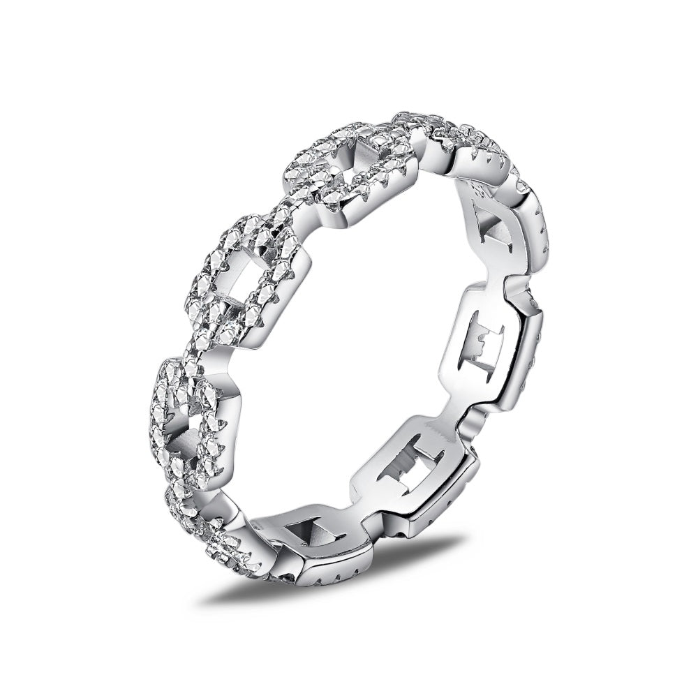 Minnie Locked Chain Ring in Sterling Silver