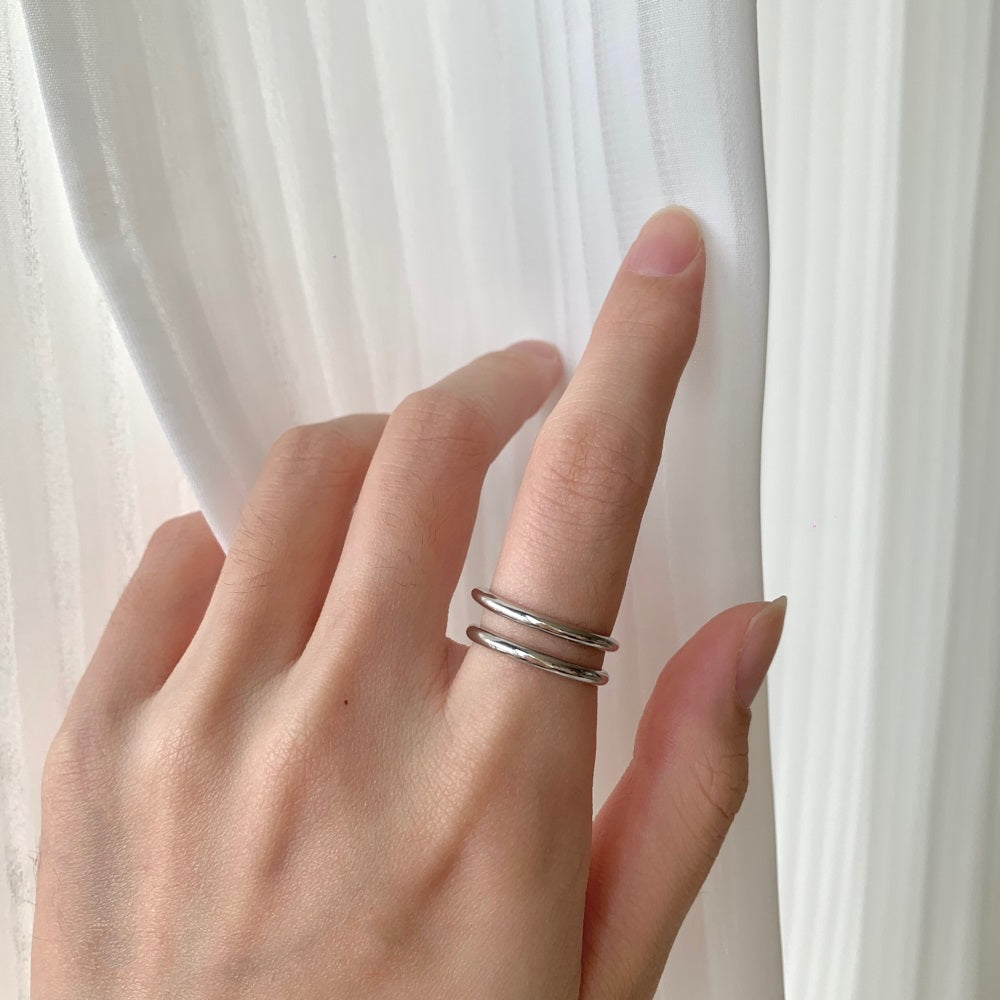 Double Looped Stacking Ring in Silver