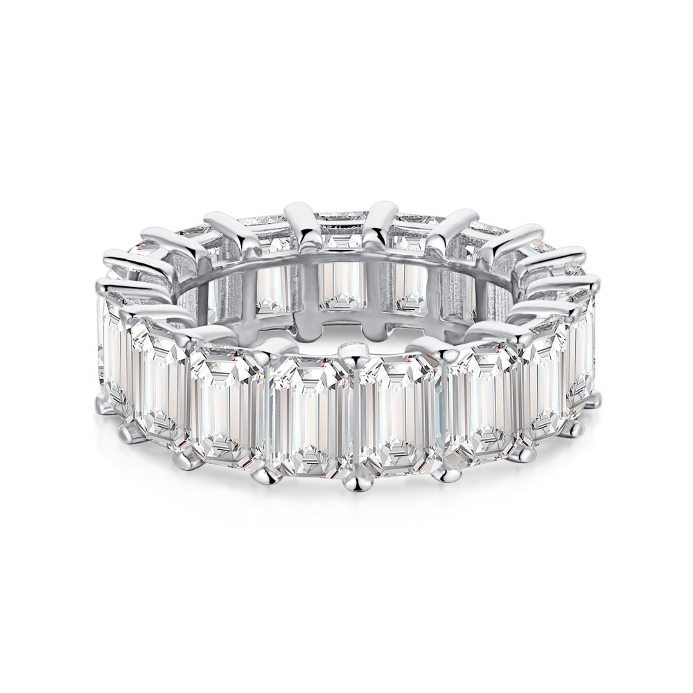 Jemma Emerald Cut CZ Eternity Band in Silver