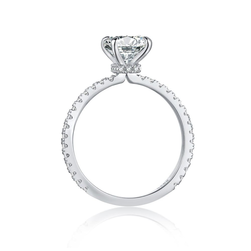 Cecil Classic Cut Engagement Ring in Sterling Silver