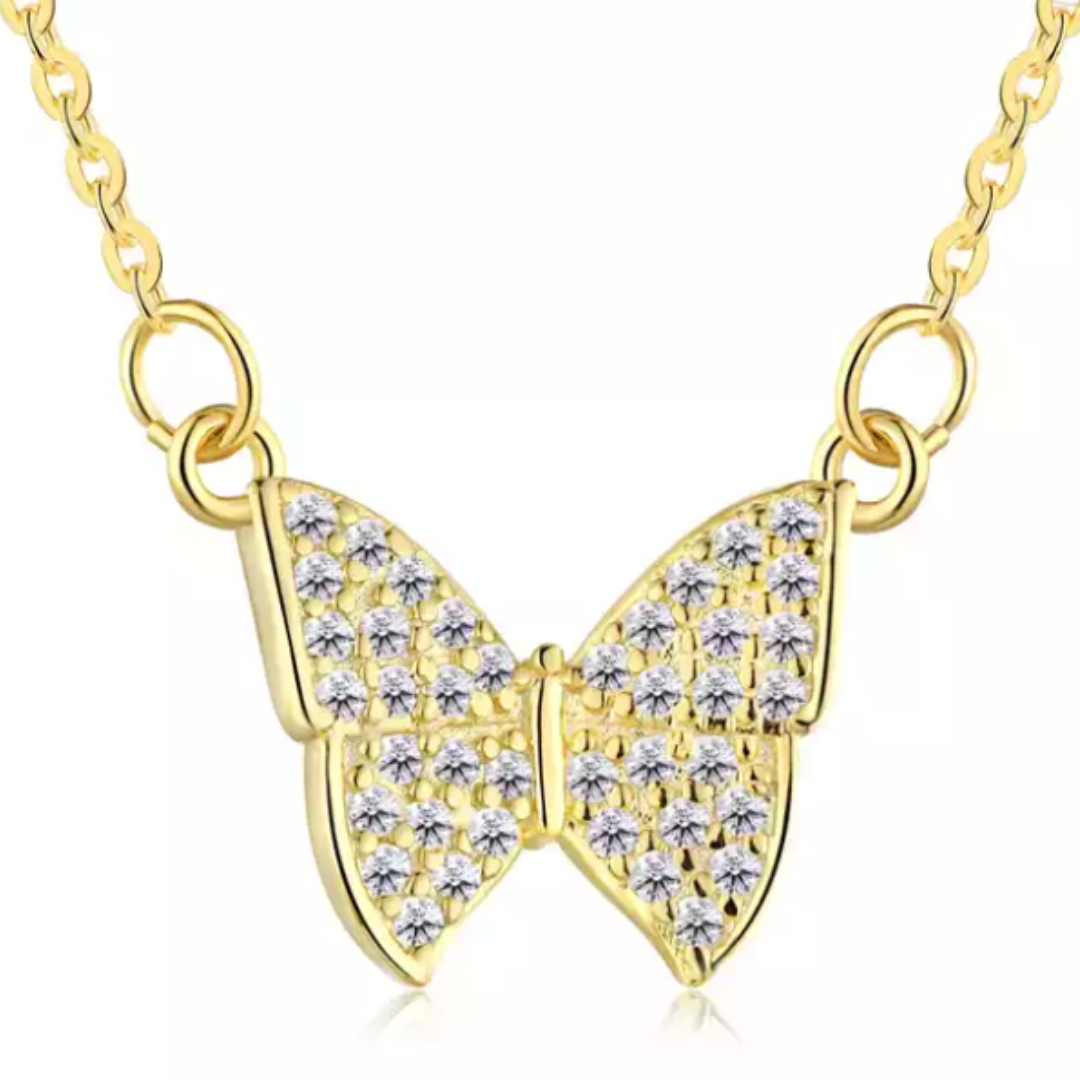 Dainty Butterfly Vermeil Pendant Necklace