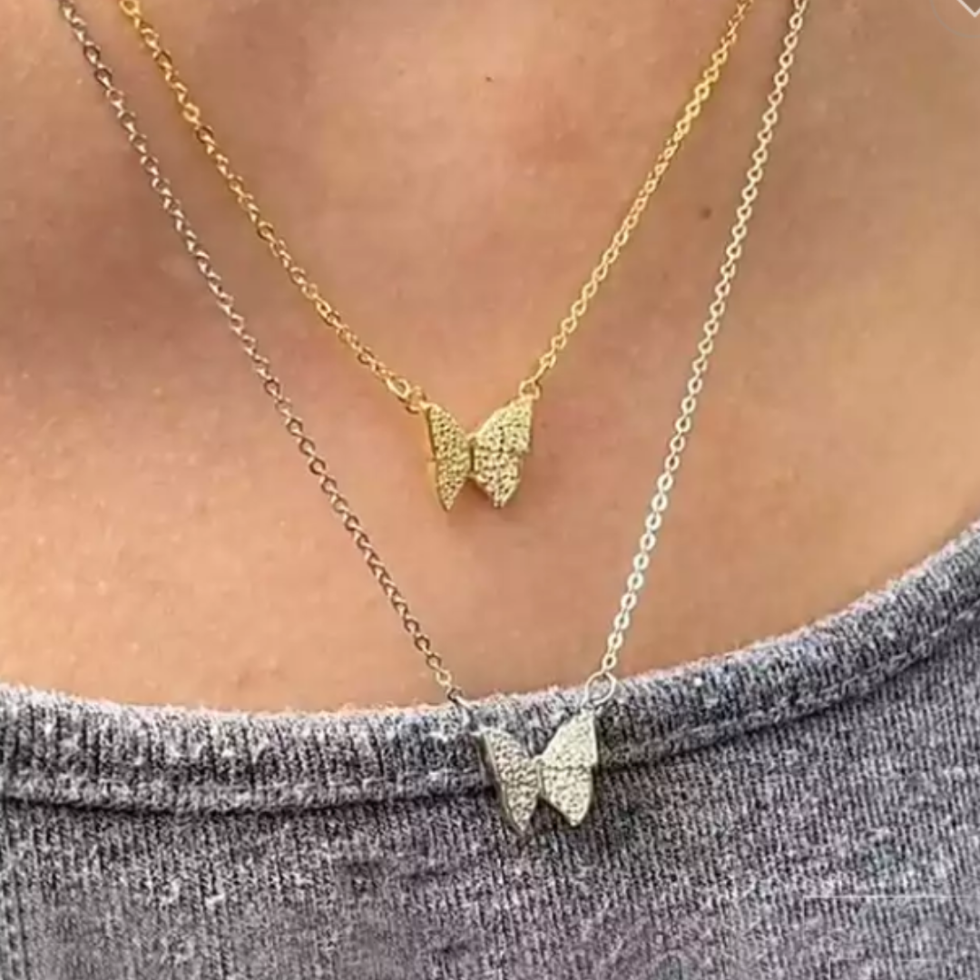 Dainty Butterfly Vermeil Pendant Necklace